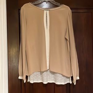 NWOT SJOBECK Malibu Silk Blouse w/Knit Underlay Size Small (Fits like a Medium)